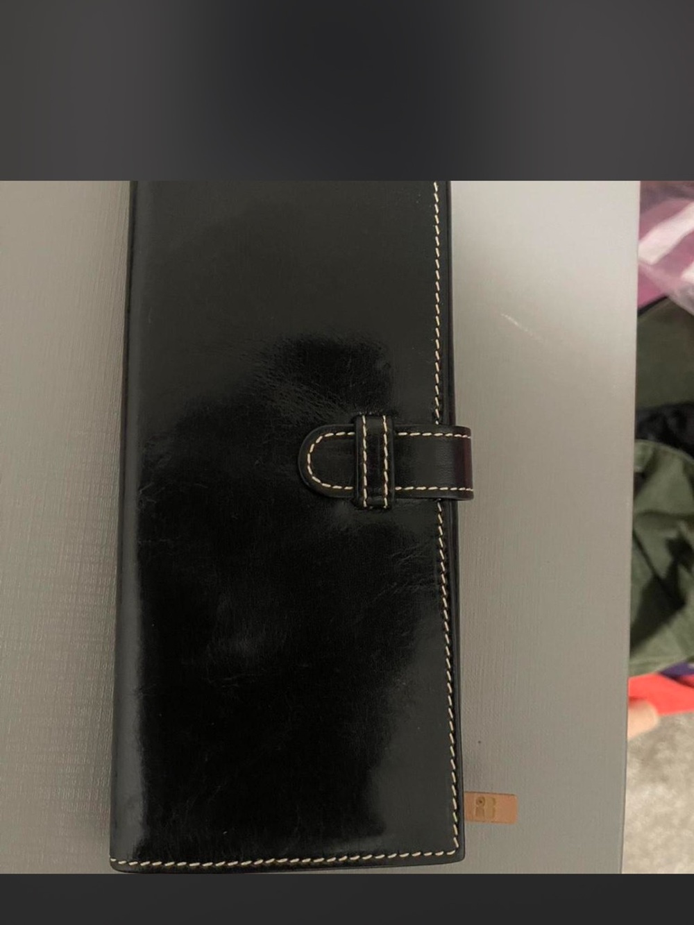 Kate spade Black Leather Wallet Clutch with Contrast Stitching